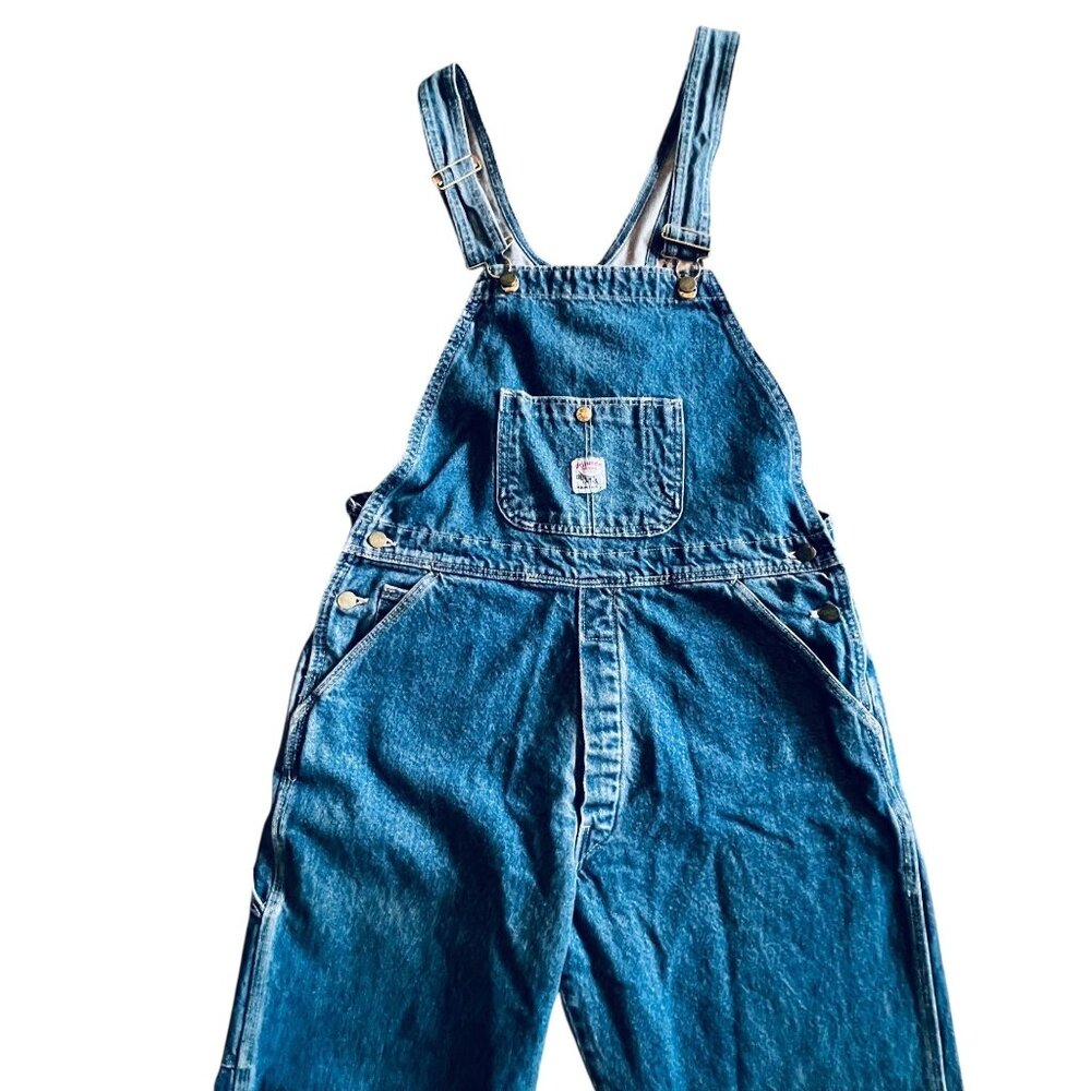 Vtg Pointer Denim Bib Overalls USA Size 36 Workwear Straight Leg Farmer 18916 - Picture 1 of 16